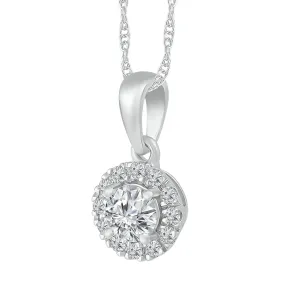 1/4 CTW Diamond Halo 18-inch Pendant in 10KT White Gold