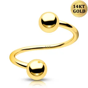 14K Gold 18G S-shaped Cartilage Helix Earring