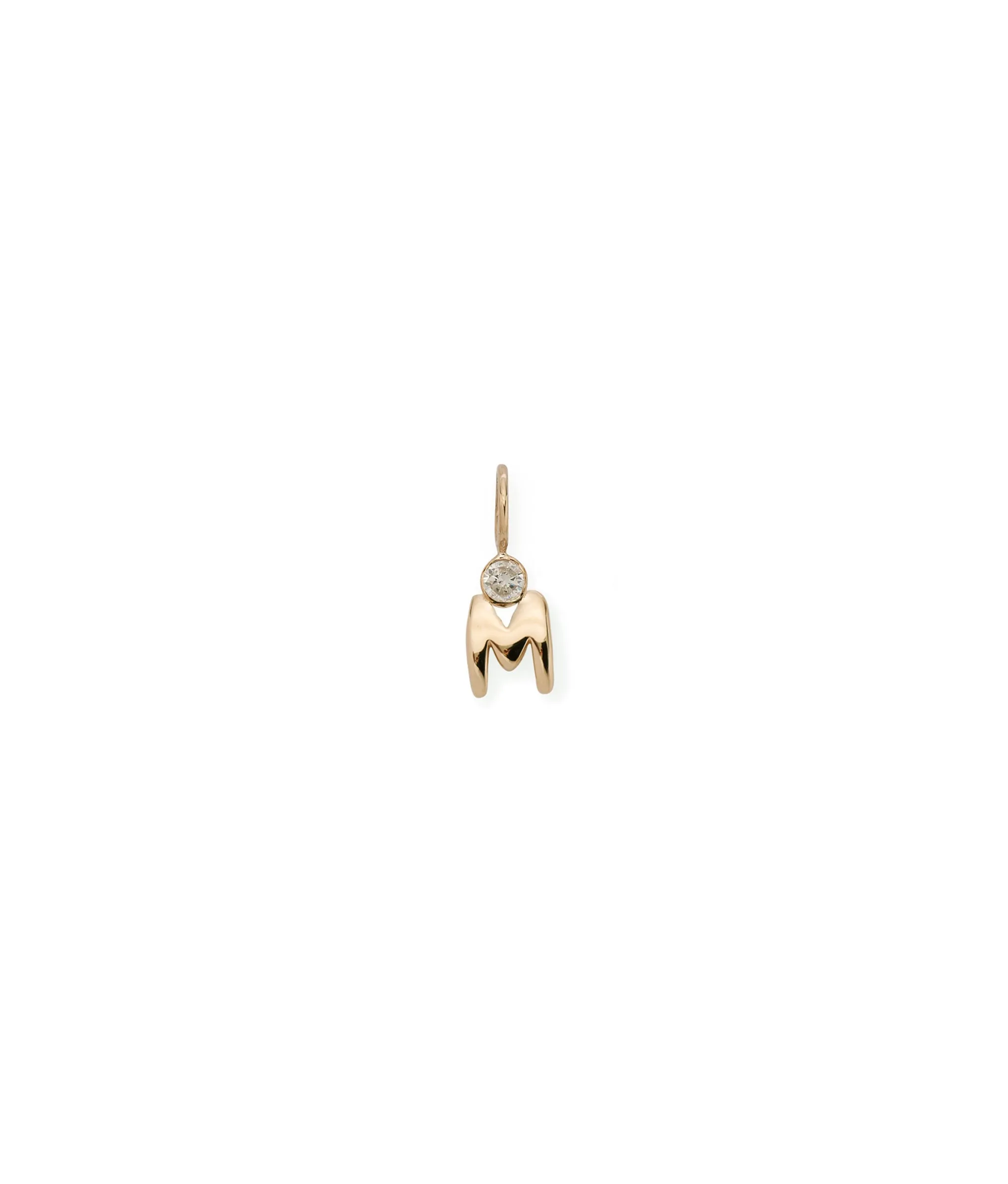 14k Gold Alphabet Soup "M" Charm