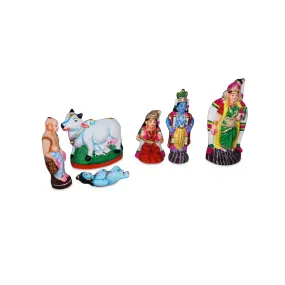 Andal Jananam Clay Golu Bommai Set - 8.5 x 3.5 Inches | Giri Golu Doll/ Navaratri Golu Bomma/Gombe/Bommai