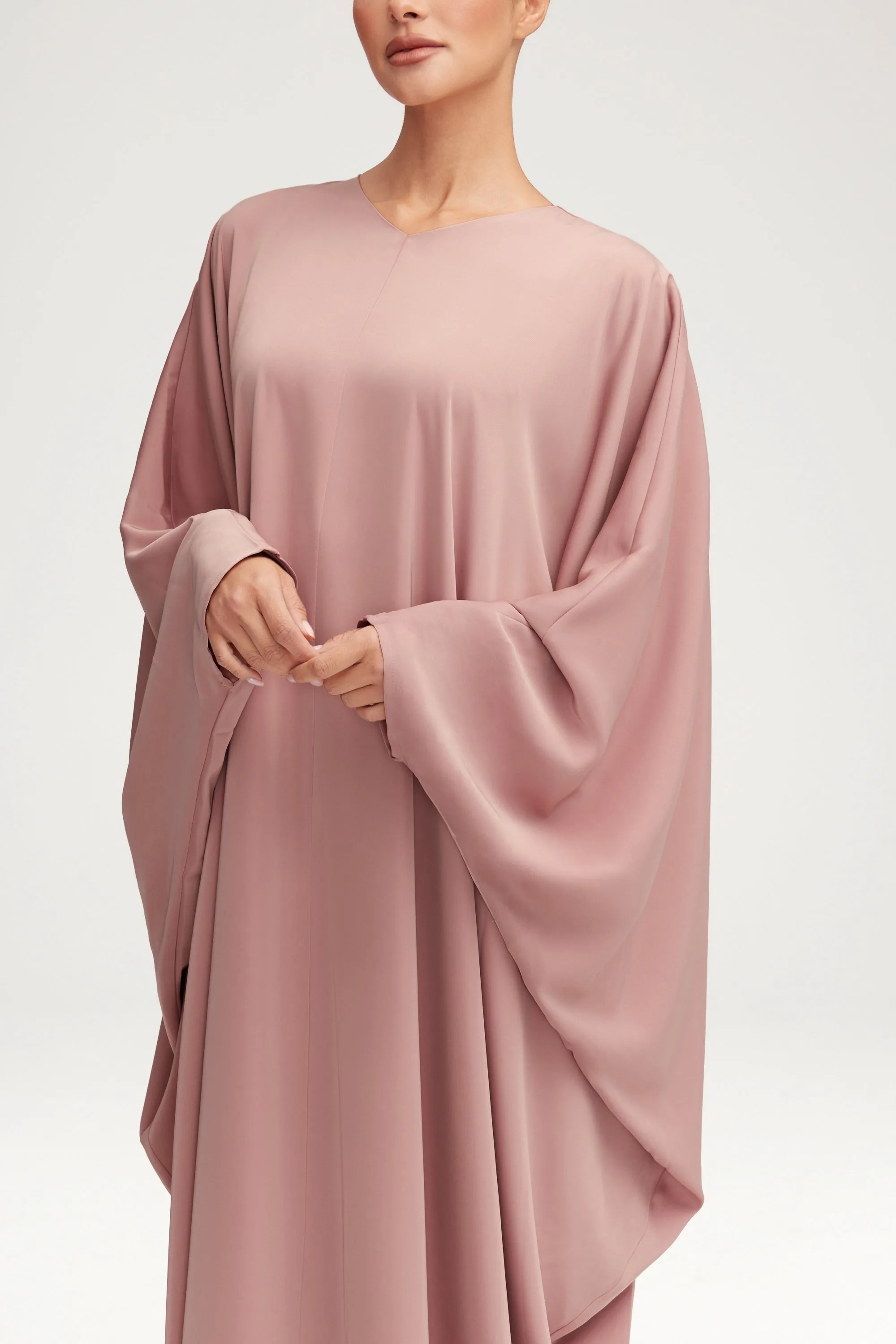 Anisa Satin Kaftan - Dusty Rose