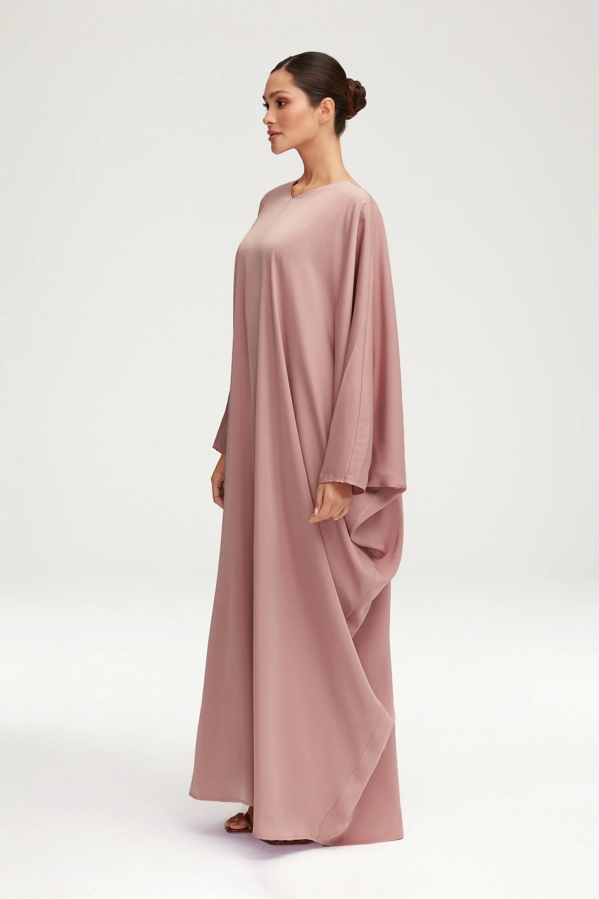 Anisa Satin Kaftan - Dusty Rose