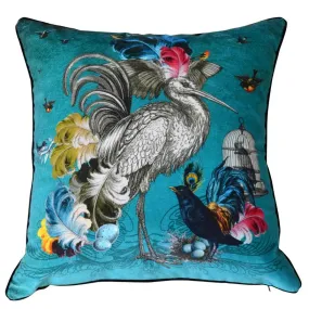 Arrivée Des Oiseaux Velvet Scatter Cushion - Santorus