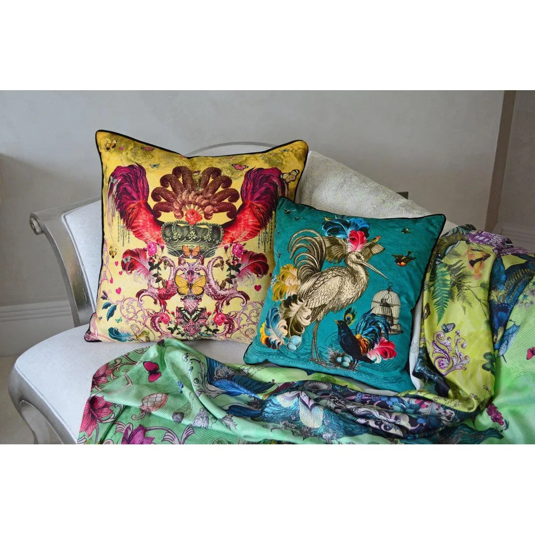 Arrivée Des Oiseaux Velvet Scatter Cushion - Santorus