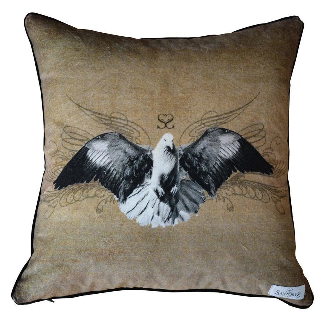 Arrivée Des Oiseaux Velvet Scatter Cushion - Santorus