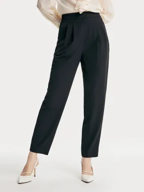 Black Ruched Narrow Leg Pants