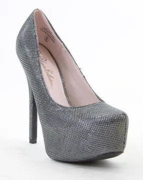 Black Sparkle Almond Toe Platform Pumps Nelson-16