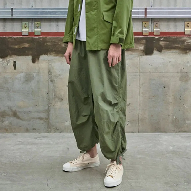 BONSIR   -  Men's summer Leggings military style overalls loose large wide leg pants elastic lace up radish pants casual pants