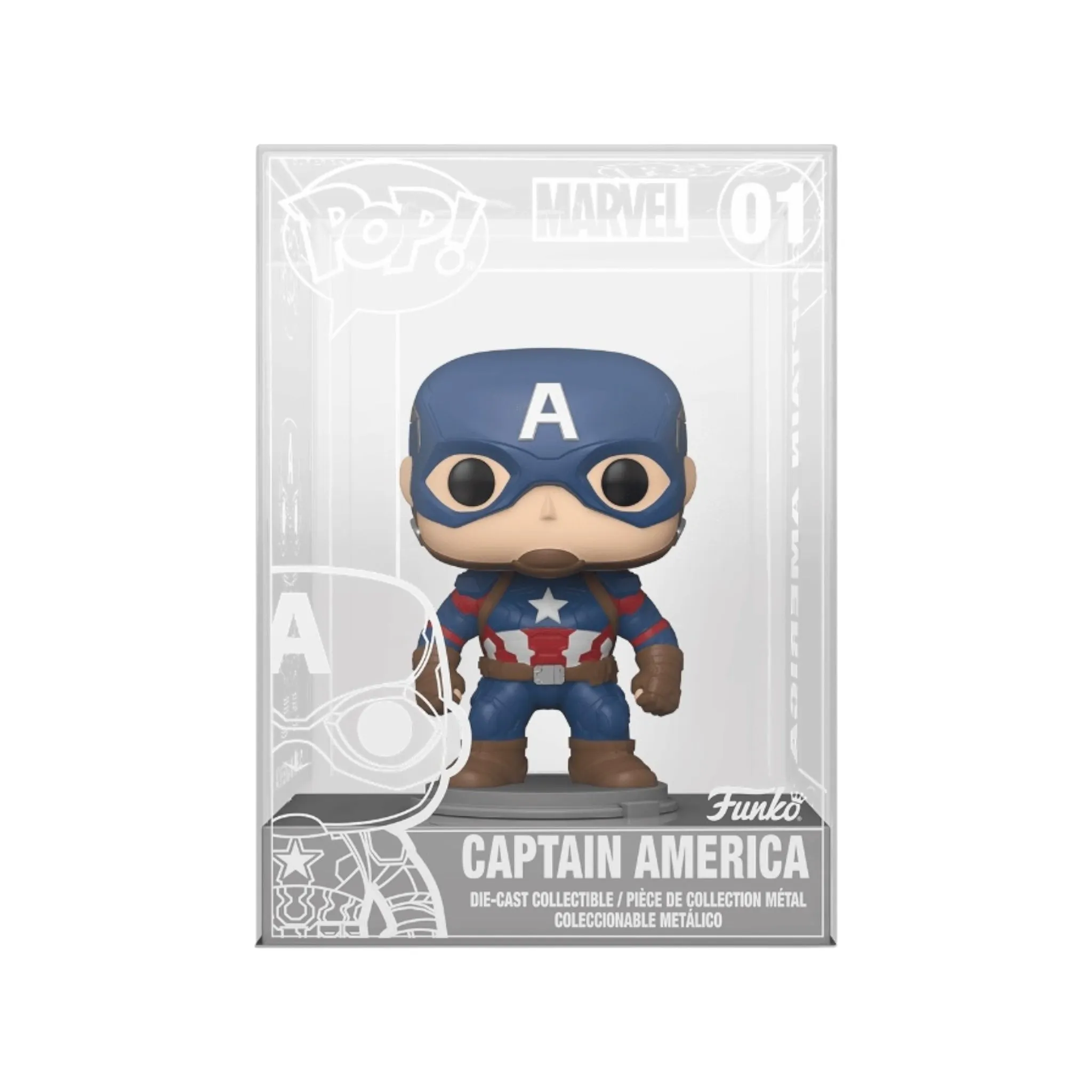 Captain America #01 Funko Pop Die-Cast! - Captain America: Civil War - Virtual Funkon 2021 Shared Exclusive - Unsealed - Condition 8/10