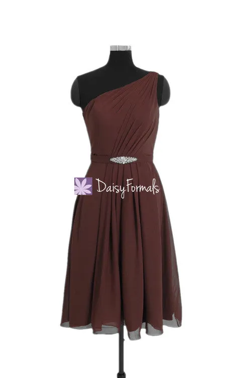 Carmine Red Bridesmaid Dress Dark Red Knee Length Party Dress (BM11143)