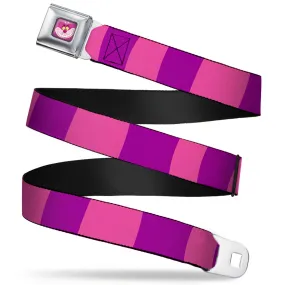 Cheshire Cat Face Full Color Pink Seatbelt Belt - Cheshire Cat Stripe Pink/Purple Webbing by Buckle-Down