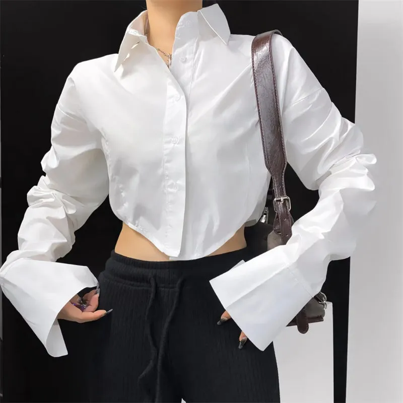 Chic Ruched Cropped Shirt