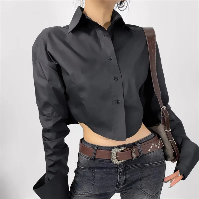 Chic Ruched Cropped Shirt