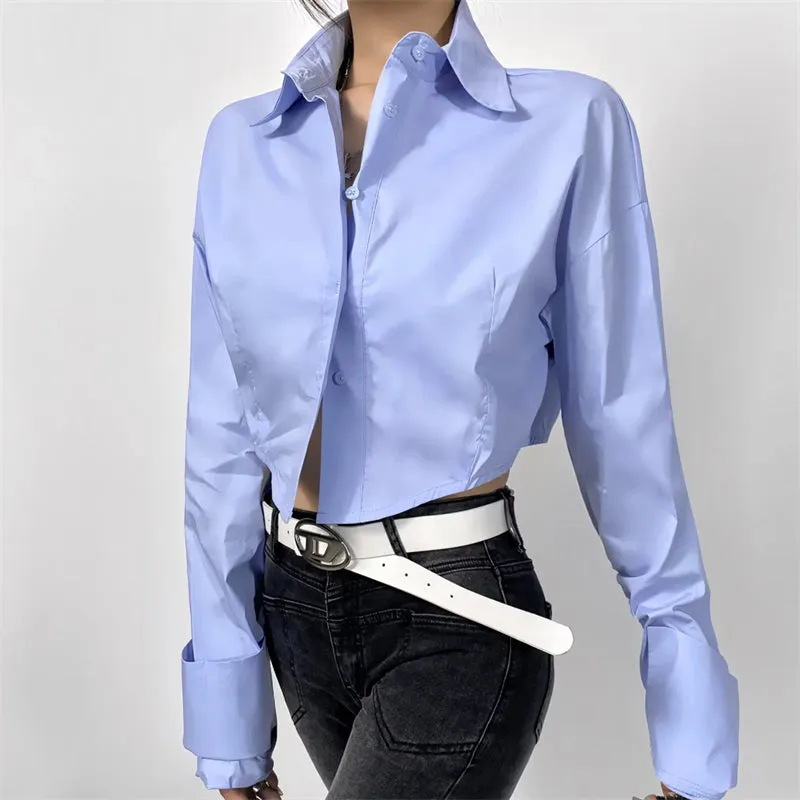 Chic Ruched Cropped Shirt