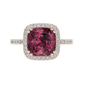 Cushion-cut Gemstone and Diamond Ring