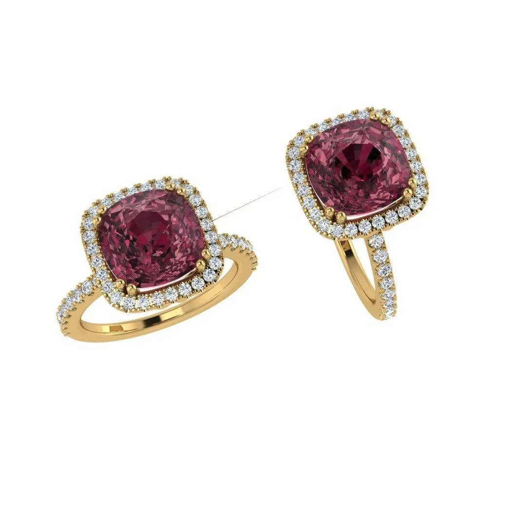 Cushion-cut Gemstone and Diamond Ring