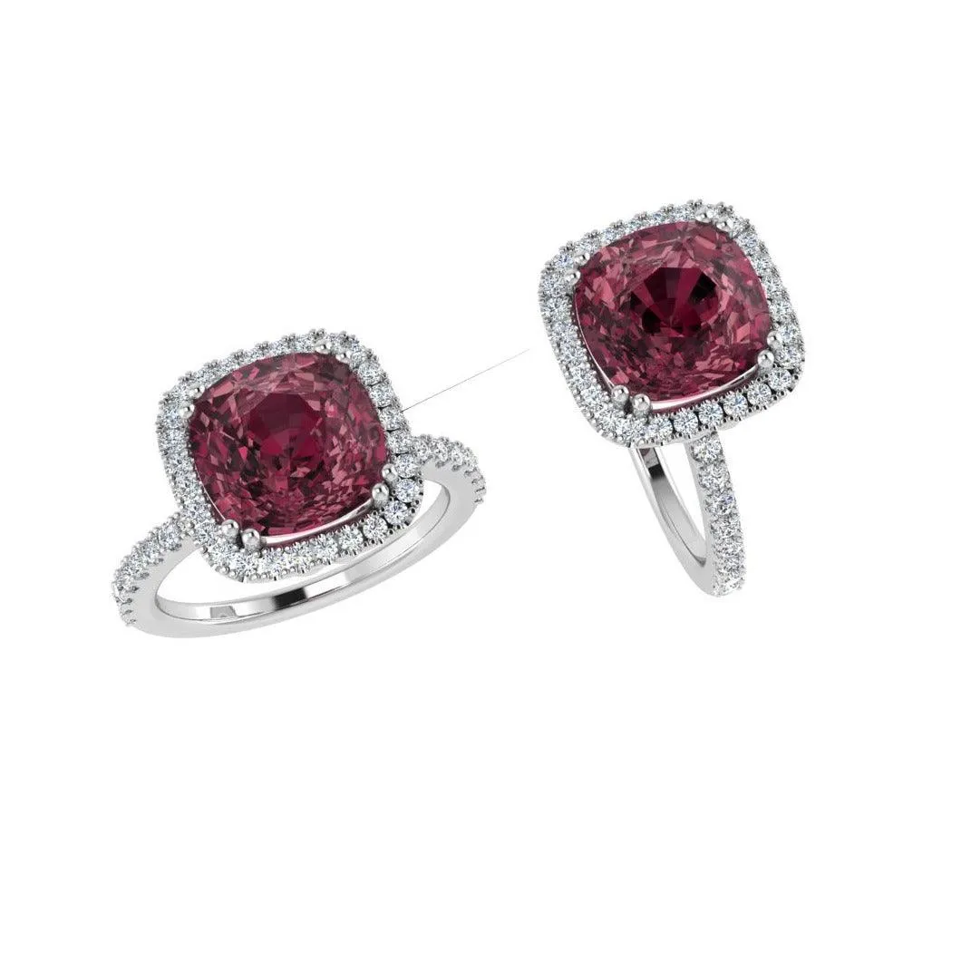 Cushion-cut Gemstone and Diamond Ring