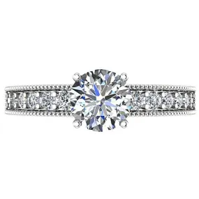 Diamond Milgrain Band Engagement Ring