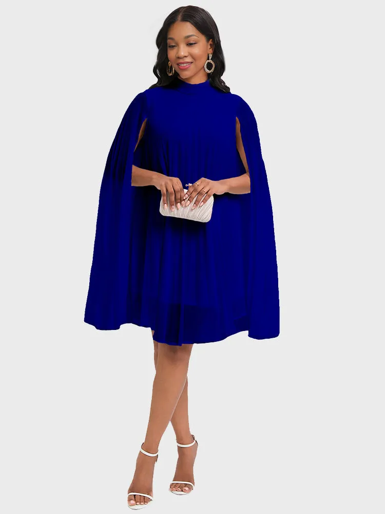 Elegant Draped Cape Batwing Dress