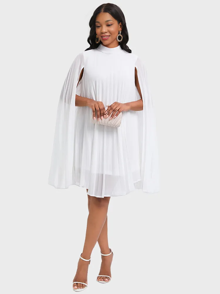 Elegant Draped Cape Batwing Dress