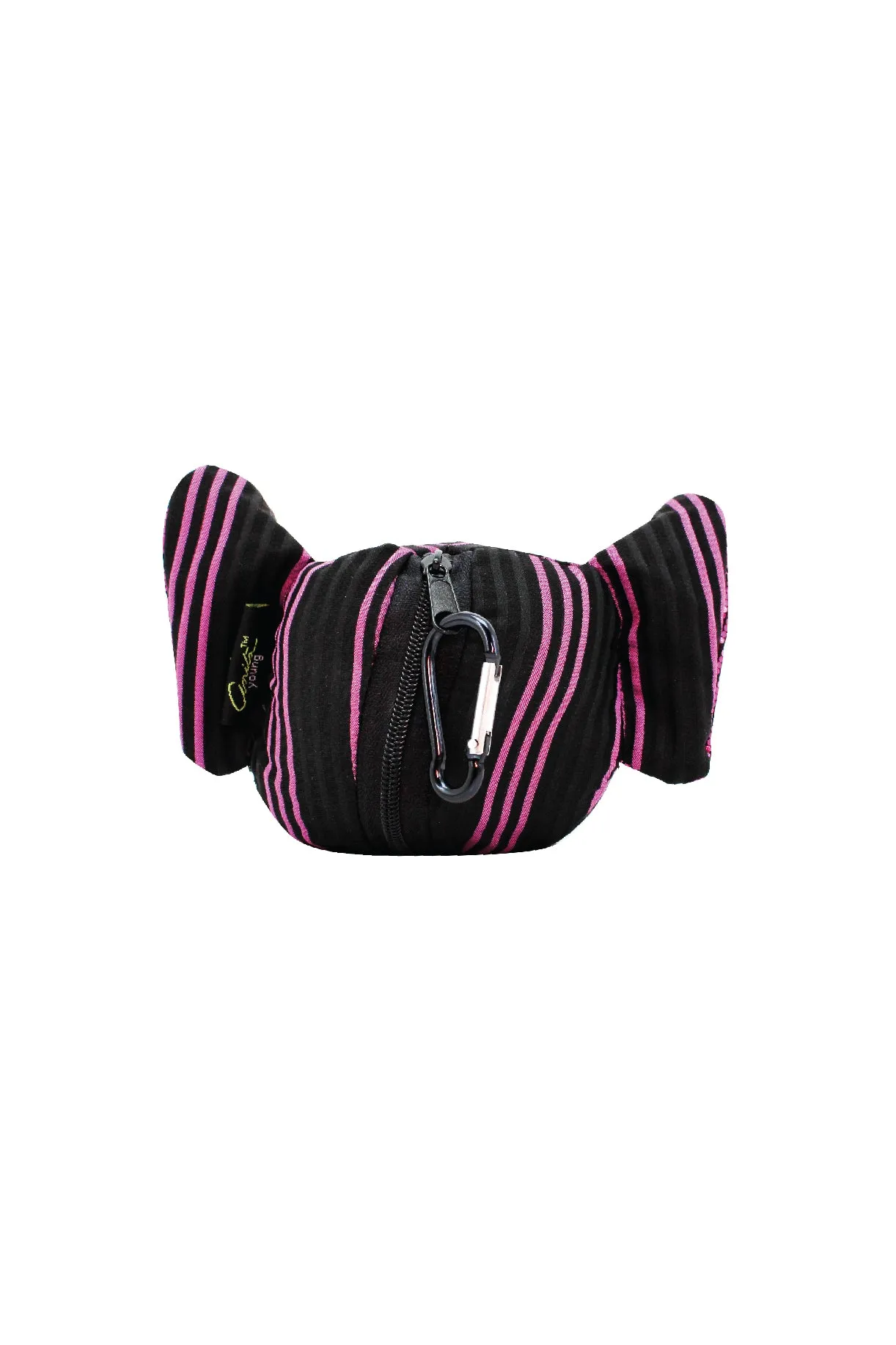 ELEPH FOLDABLE PLEAT 3 STRIPE - POUCH : Black / Pink