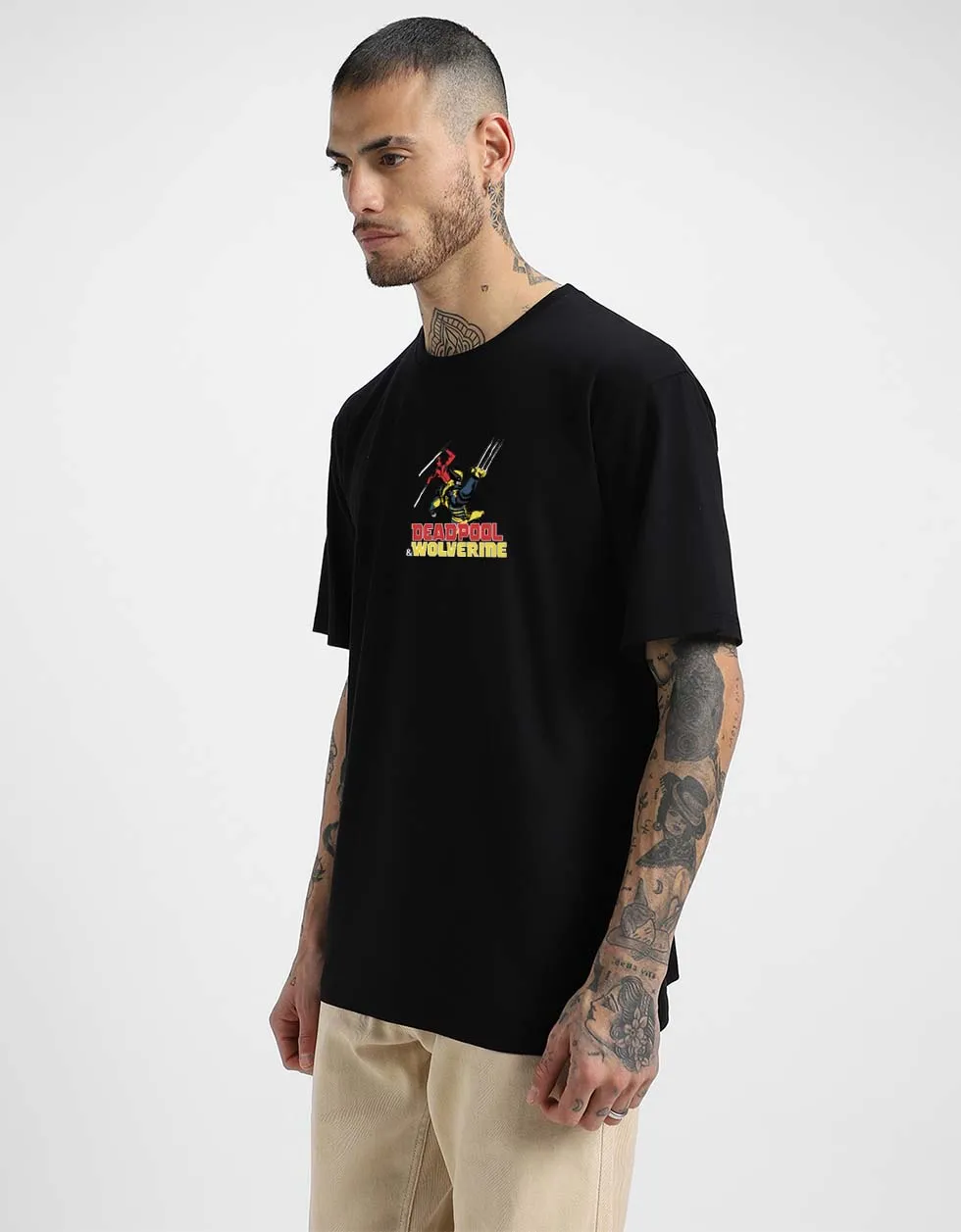 Get Ready for the Madness Marvel Black Oversized Deadpool T-Shirt