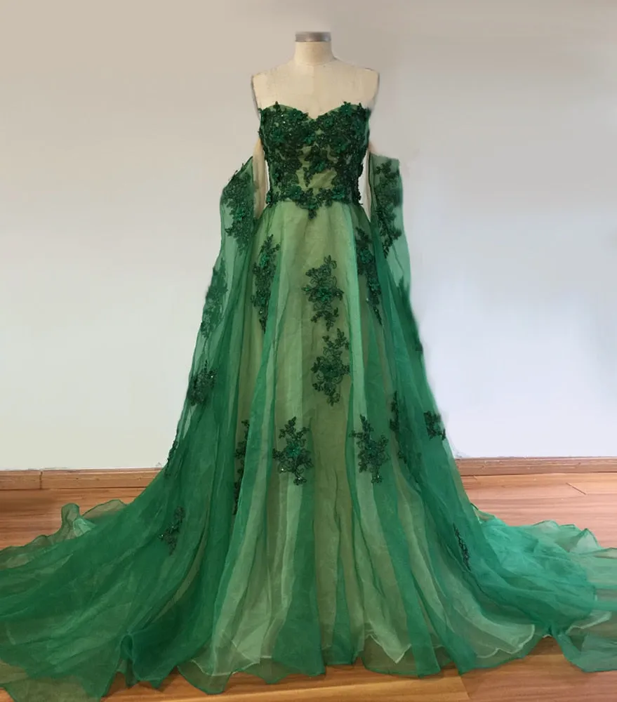 Getadme Emerald Green Dress Prom Dresses Floral Dress Women Evening Dresses Jungle Fairy Dress Plus Size Dress Woman Elegant Dresses