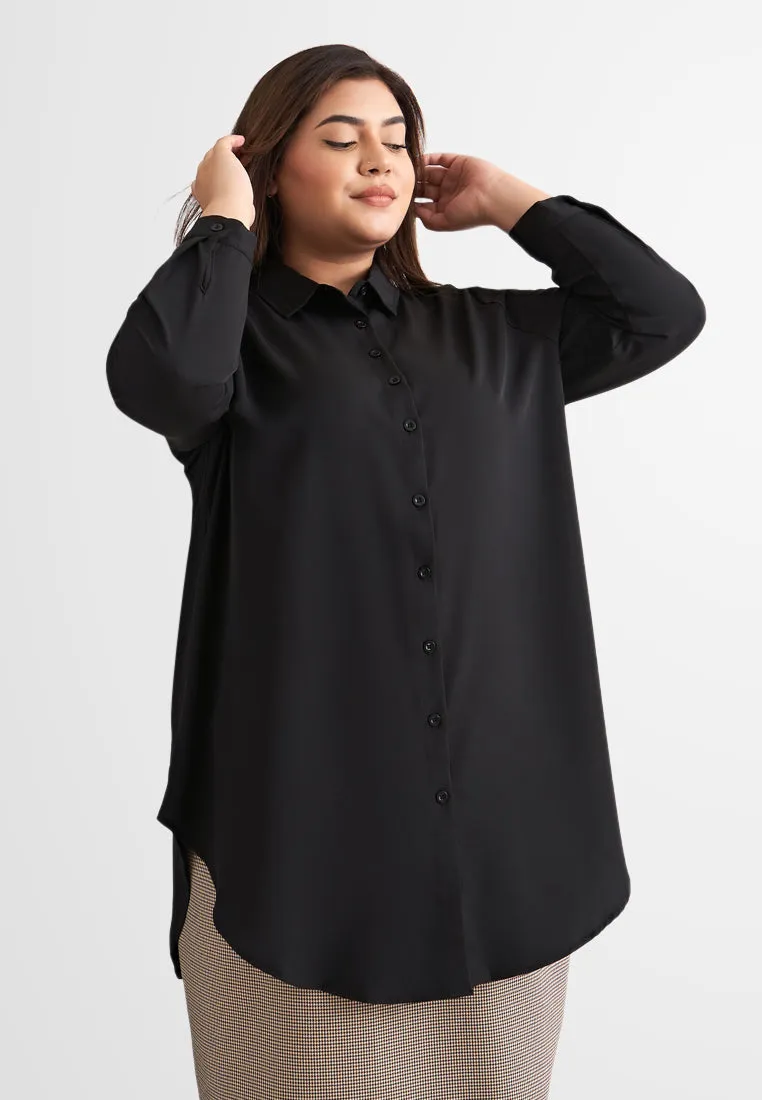 Gina Long Button Crepe Blouse