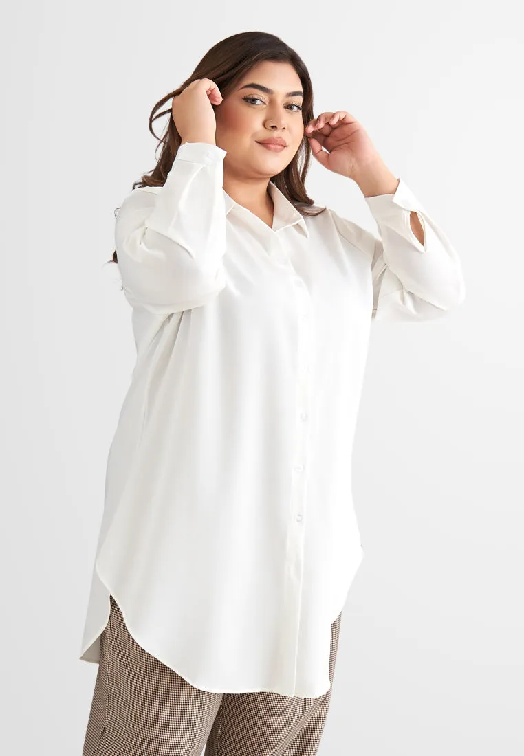 Gina Long Button Crepe Blouse