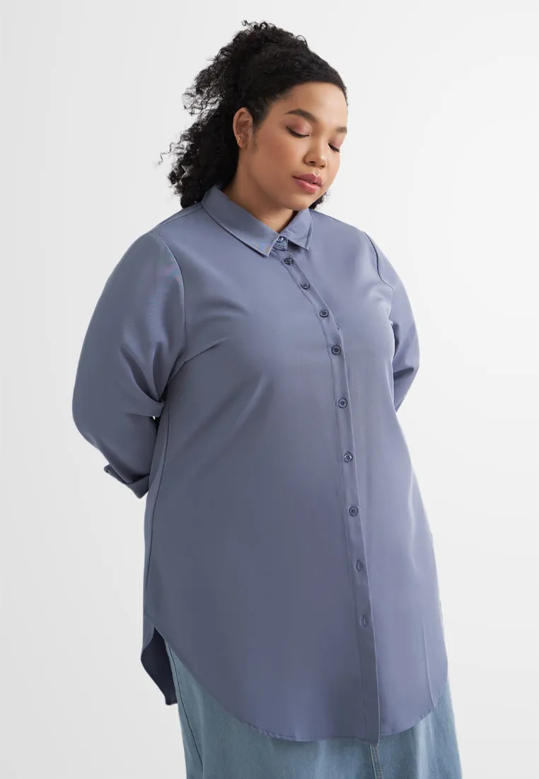 Gina Long Button Crepe Blouse