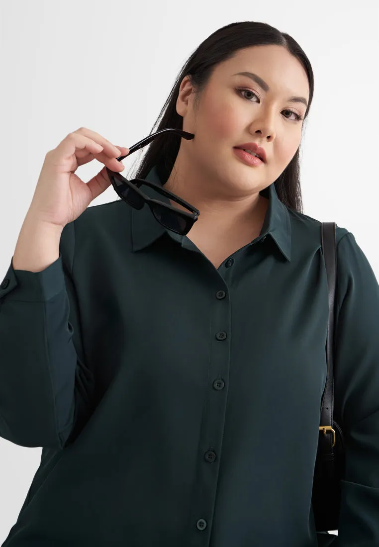 Gina Long Button Crepe Blouse