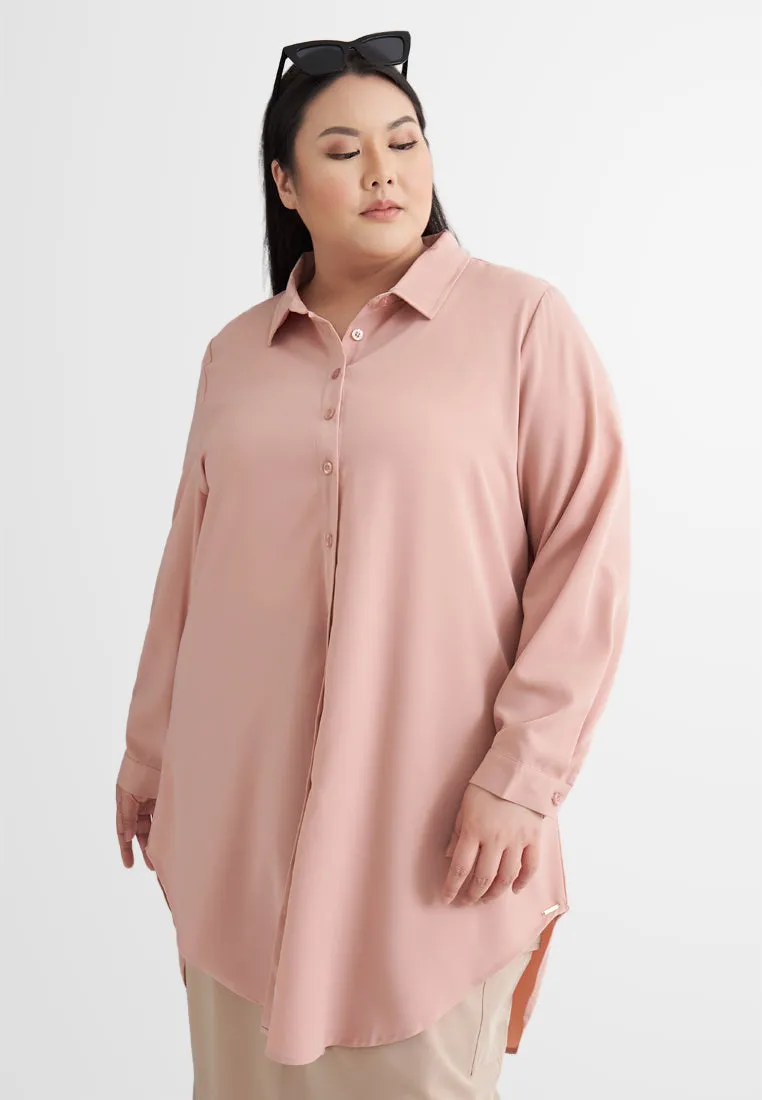 Gina Long Button Crepe Blouse