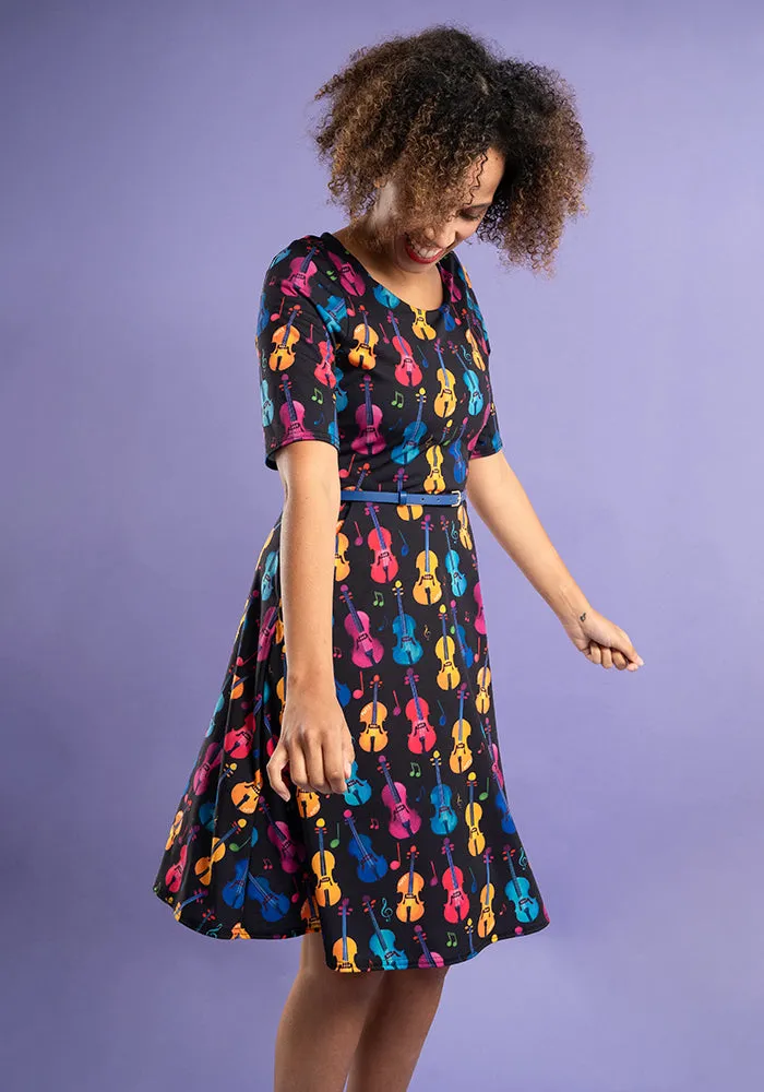 Ginette Violins Print Dress