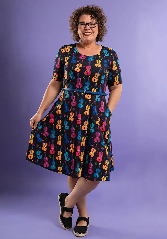 Ginette Violins Print Dress