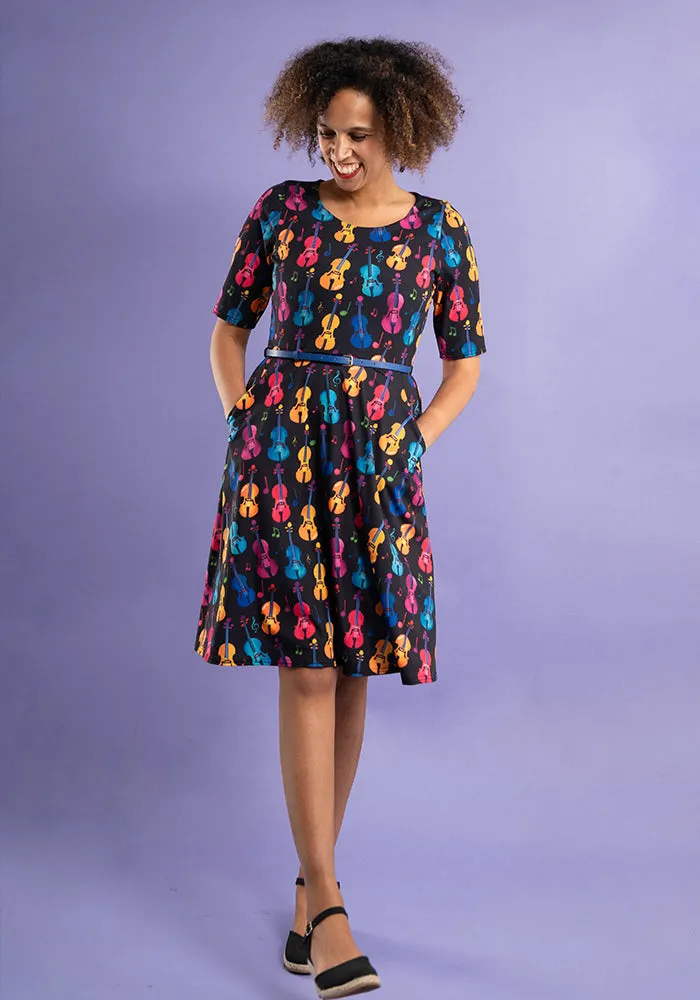 Ginette Violins Print Dress