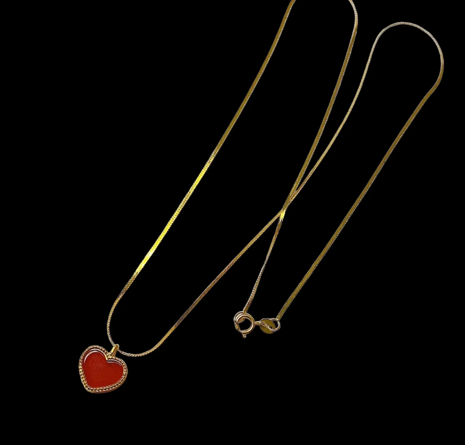 #GOLD2024 | 18K Golden Heart Necklace Flat Chain 18”