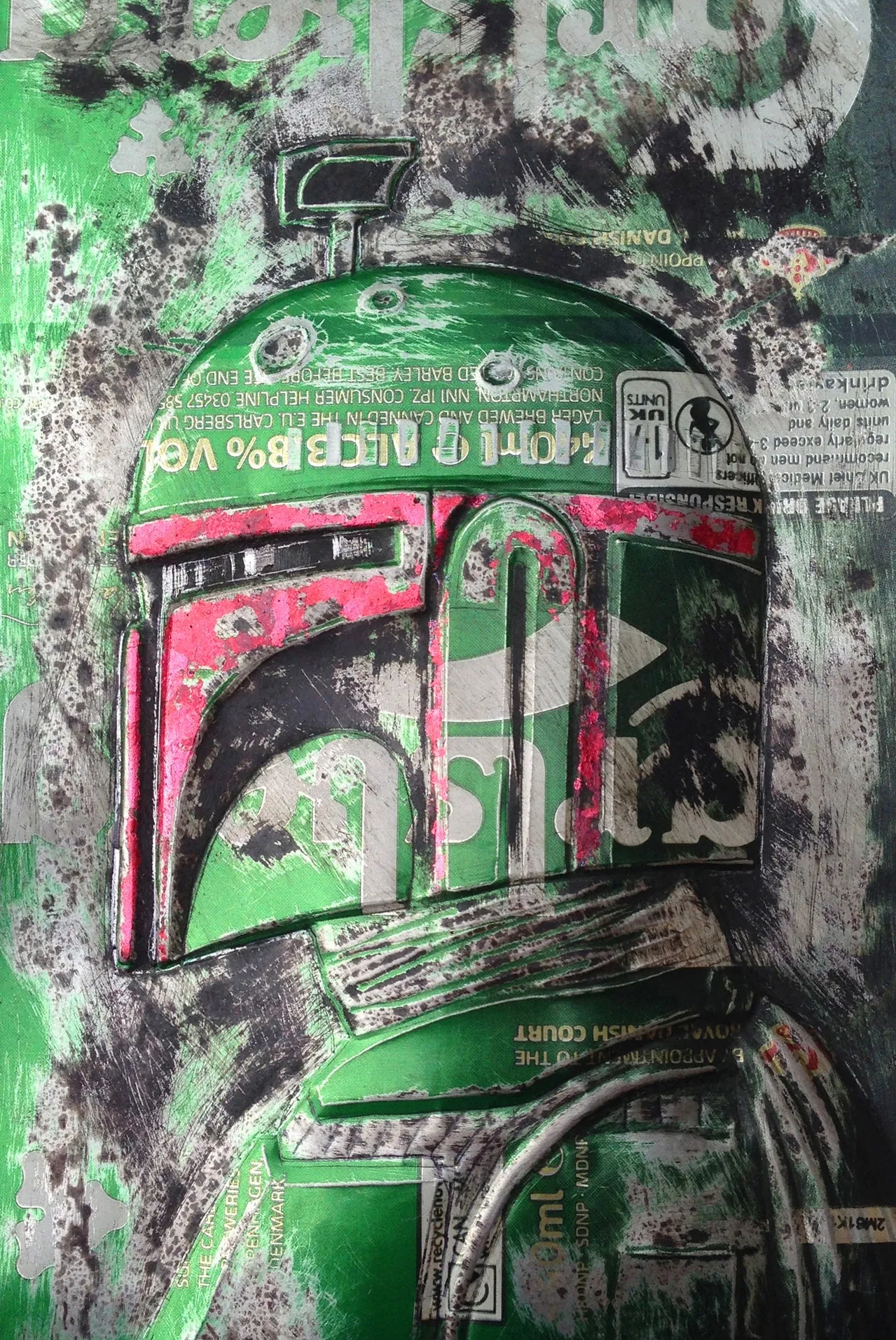 Hand Signed Print by Chris Duncan, Boba Fett on Carlsberg Can