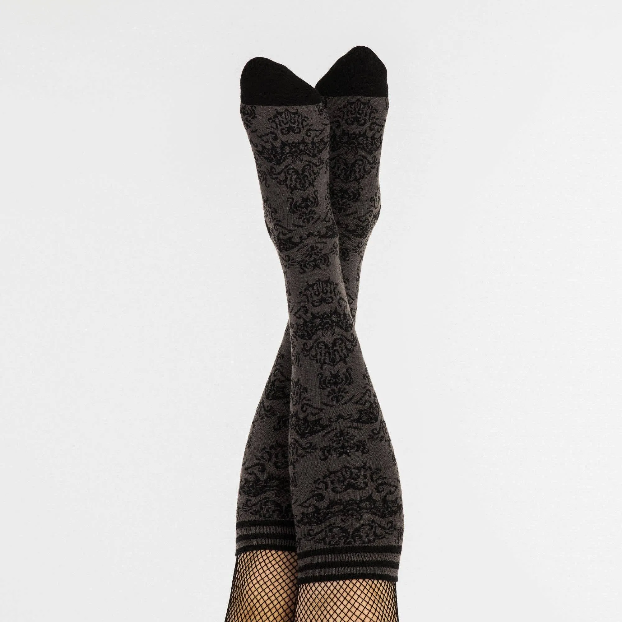 Instant Shipping! Bat Damask Knee High Socks