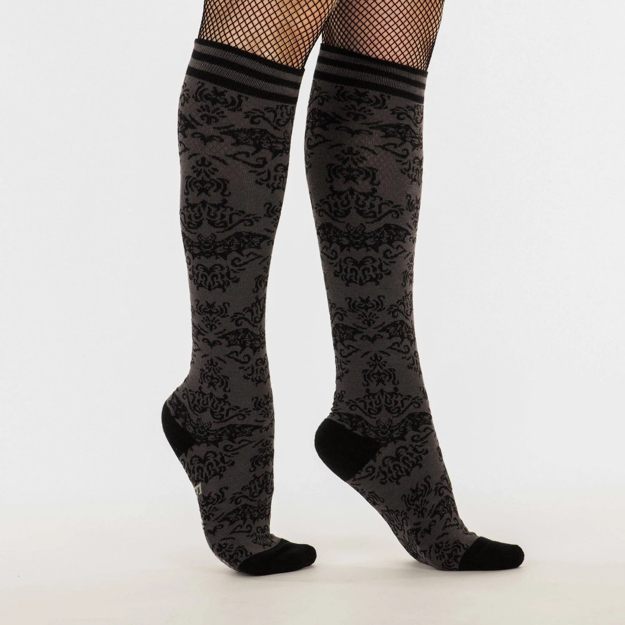 Instant Shipping! Bat Damask Knee High Socks