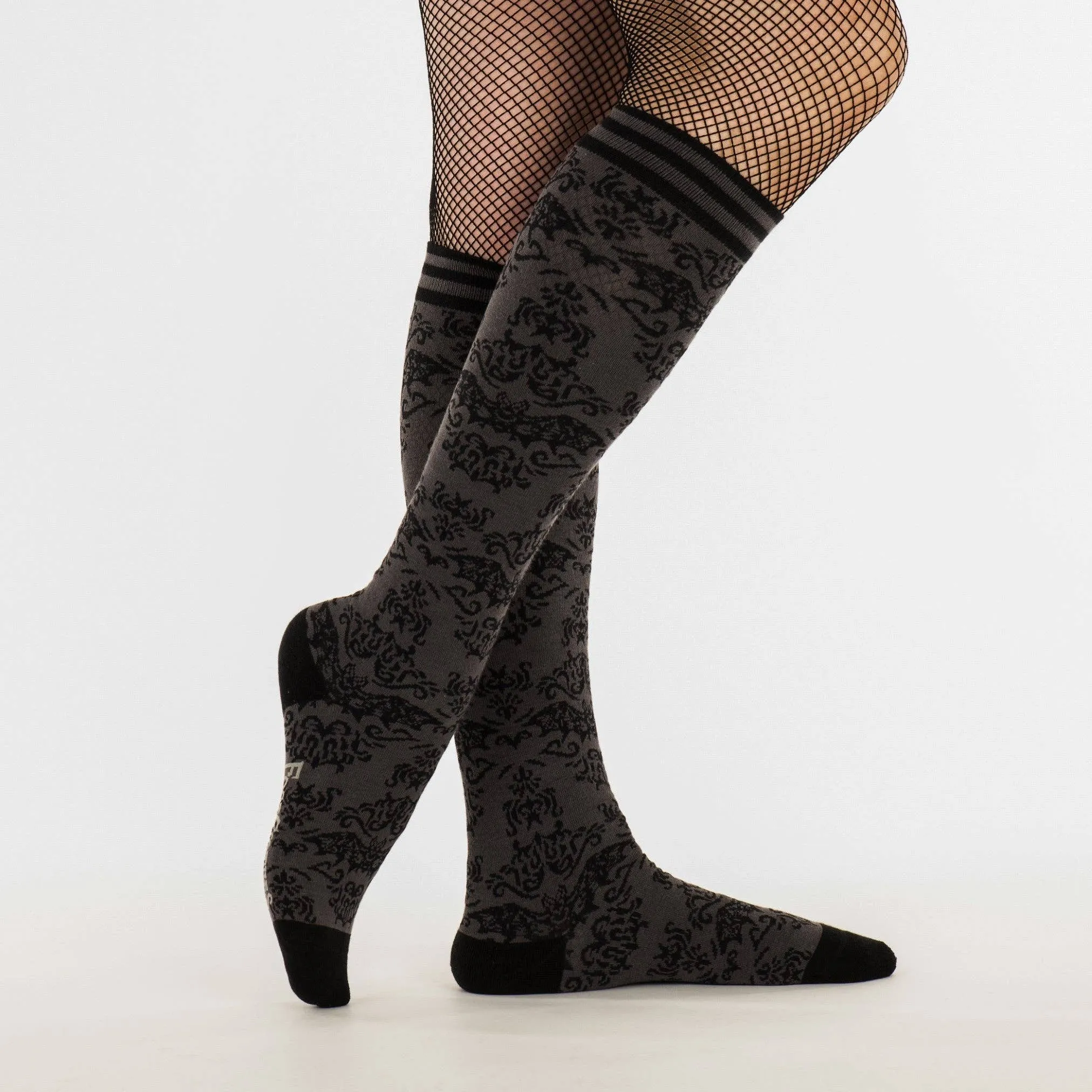 Instant Shipping! Bat Damask Knee High Socks