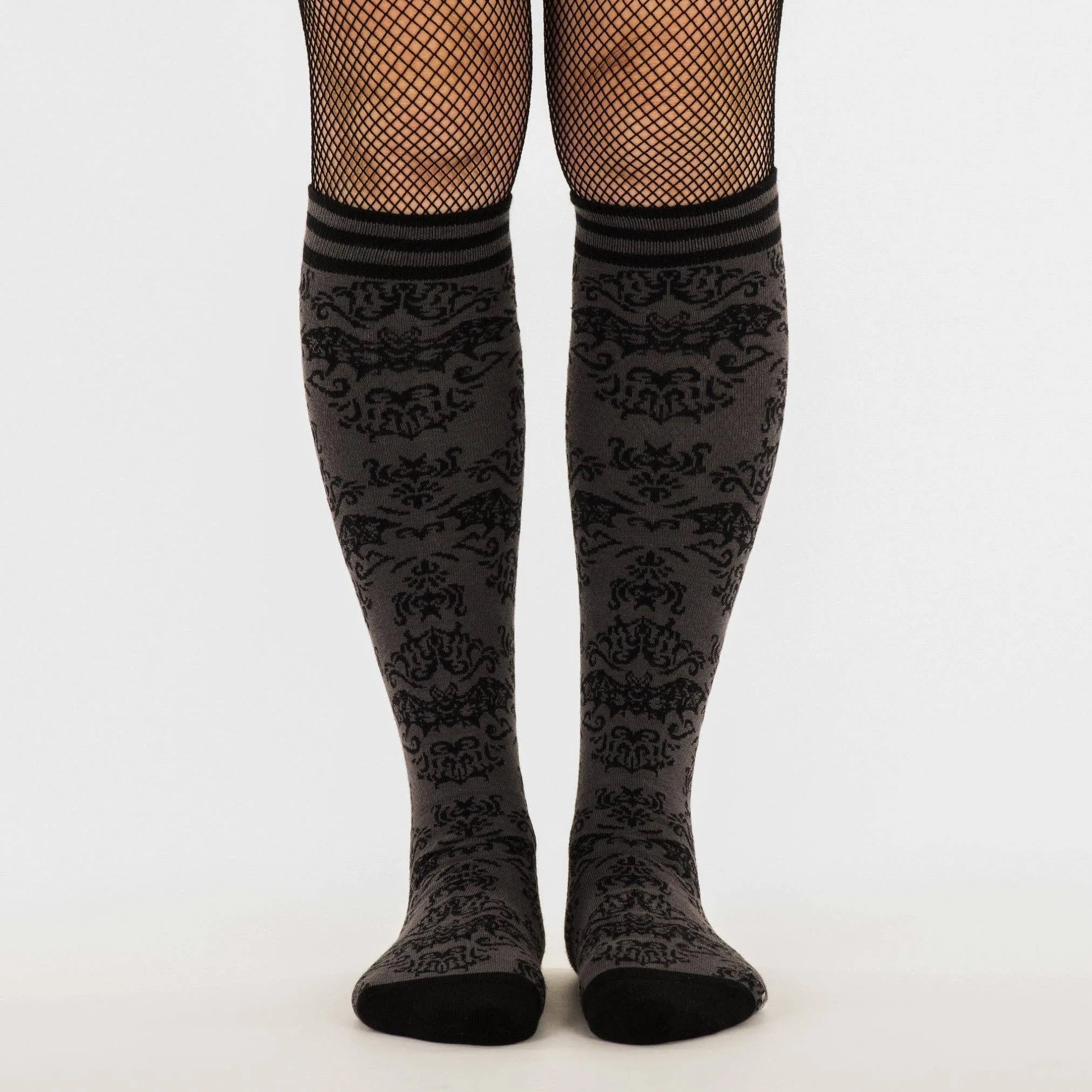 Instant Shipping! Bat Damask Knee High Socks