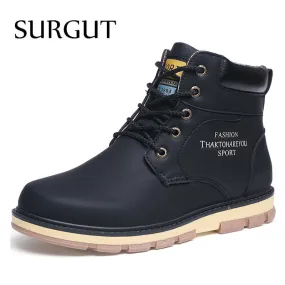 Keep Warm Men Winter Boots High Quality pu Leather Wear Resisting Casual Shoes Working Fashion Men Boots