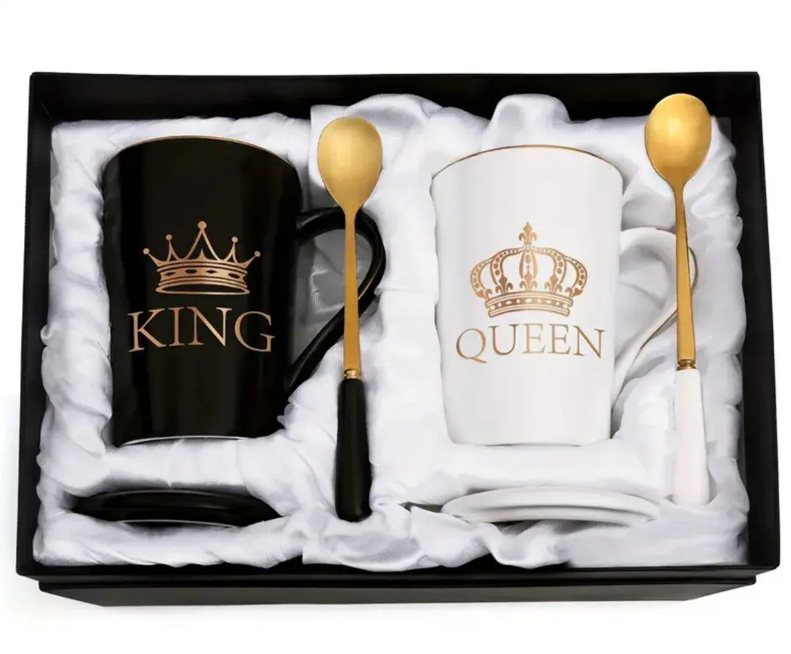 “King And Queen” Mugs, Engagement or Wedding Newlywed, His And Hers Gifts,14Oz