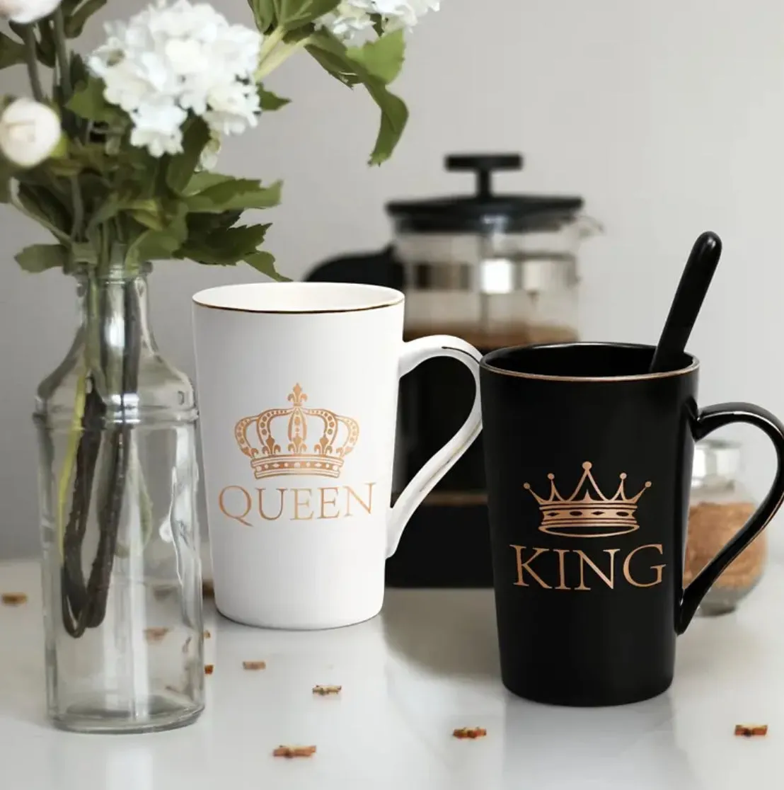 “King And Queen” Mugs, Engagement or Wedding Newlywed, His And Hers Gifts,14Oz