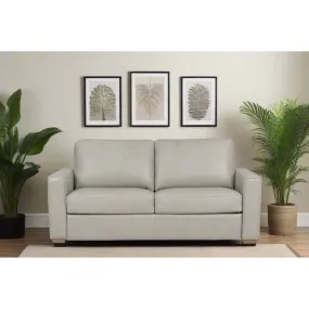 Livorno 59" Full Easy open Sleeper Loveseat in Pearl Leather