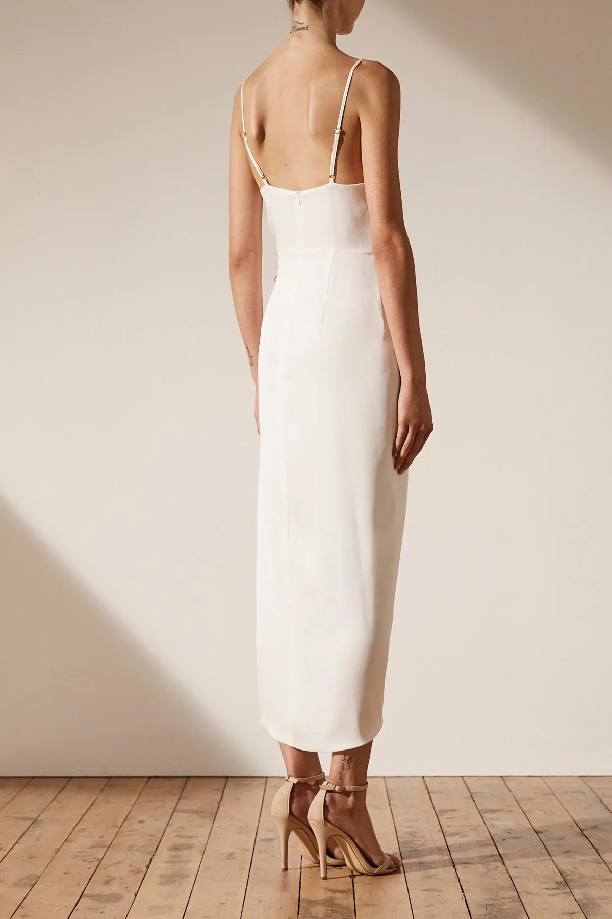 LUXE TIE FRONT COCKTAIL DRESS - IVORY