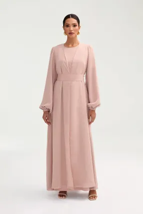 Najma Chiffon Abaya - Jasmine Pink