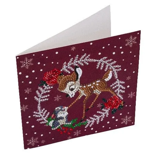 "Festive Bambi" Crystal Art Card 18x18cm