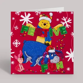 "Festive Winnie the Pooh" Crystal Art Card 18x18cm