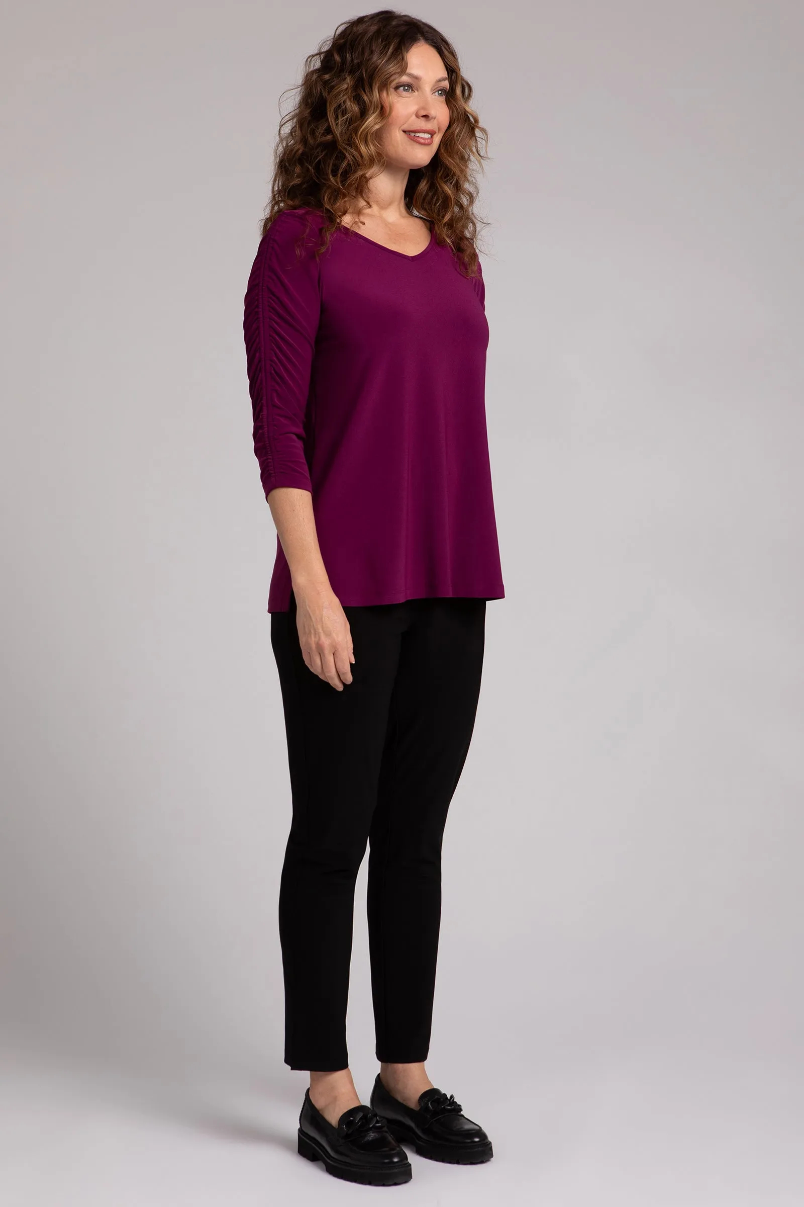 Revelry Top with Rusched Sleeve | Amaranth